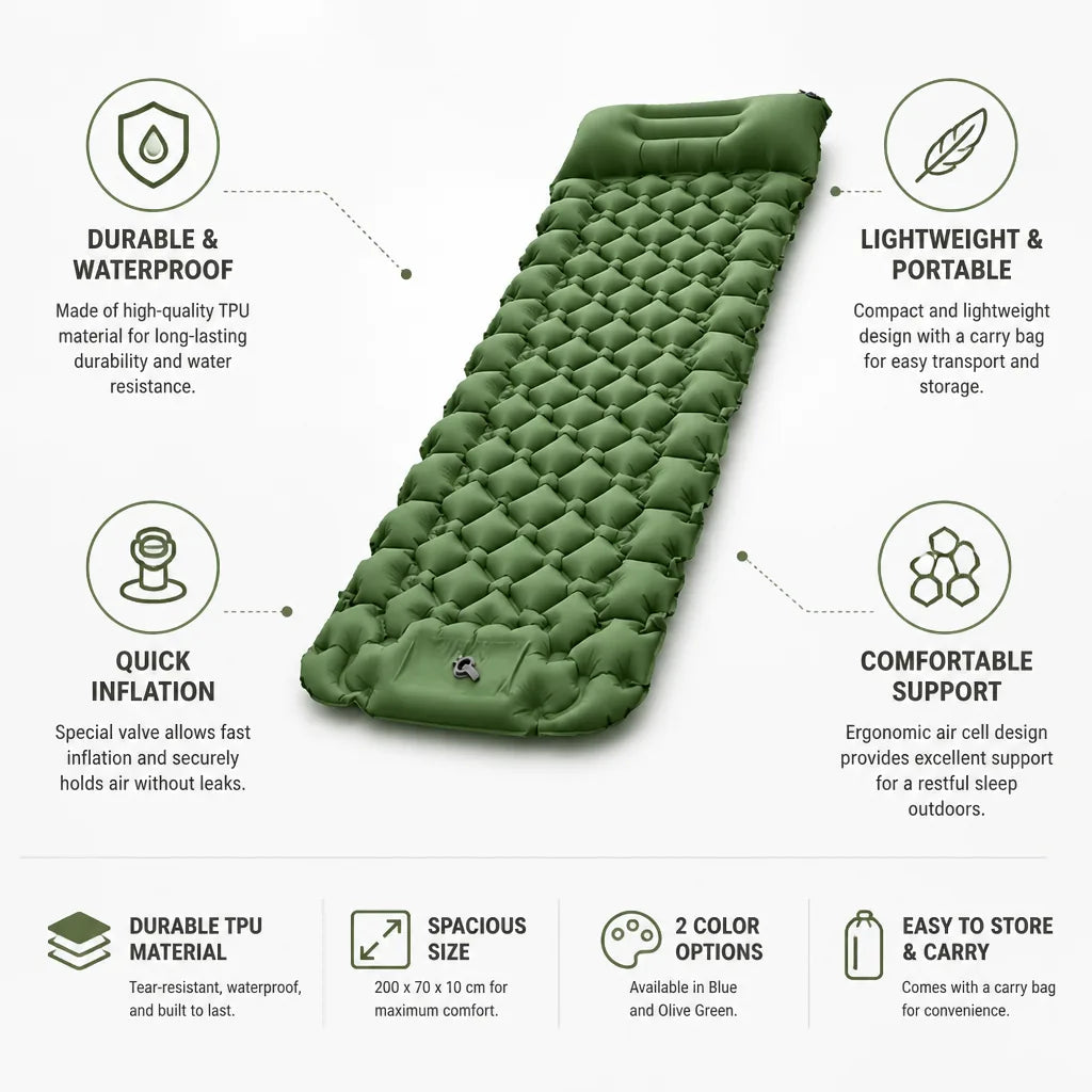 Air Mattress Lightweight Waterproof TPU Quick Valve