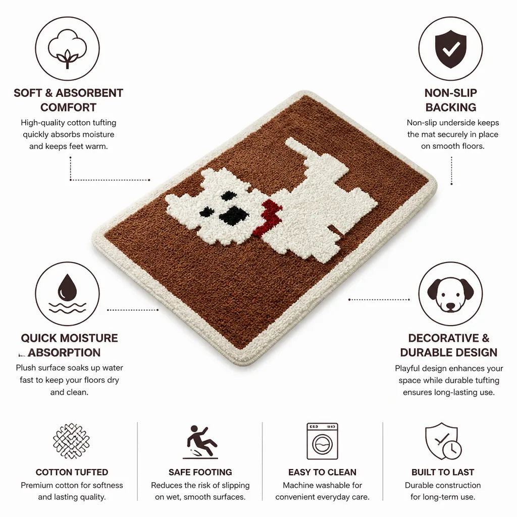 Bath Mat Cotton Tufted Plush Non-Slip
