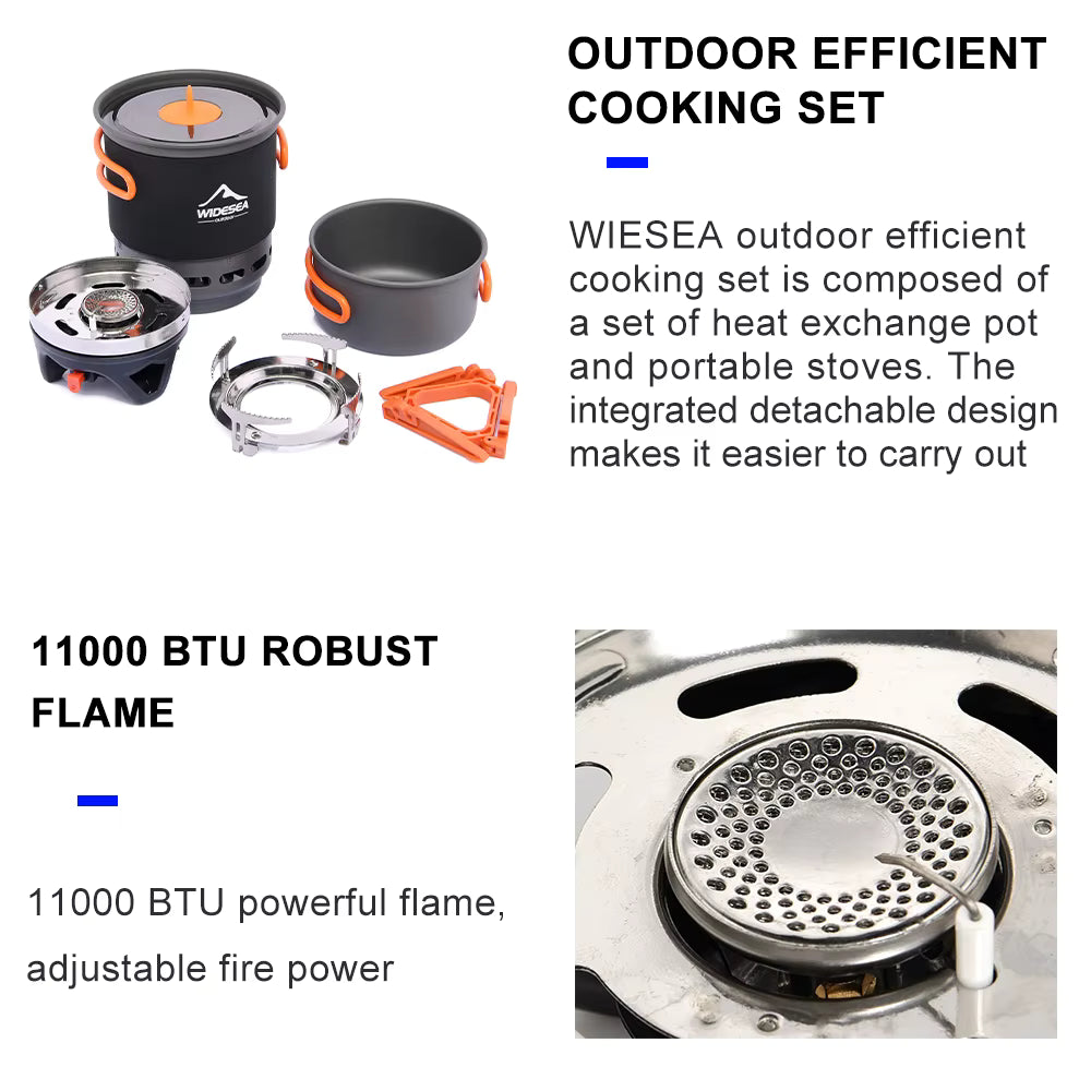 Camping Cookware Set Hard Anodized Aluminum Nesting Heat Exchanger
