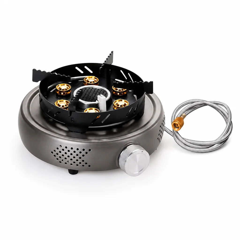 Camping Gas Stove 12800W Windproof Split Burner Includes Adapter