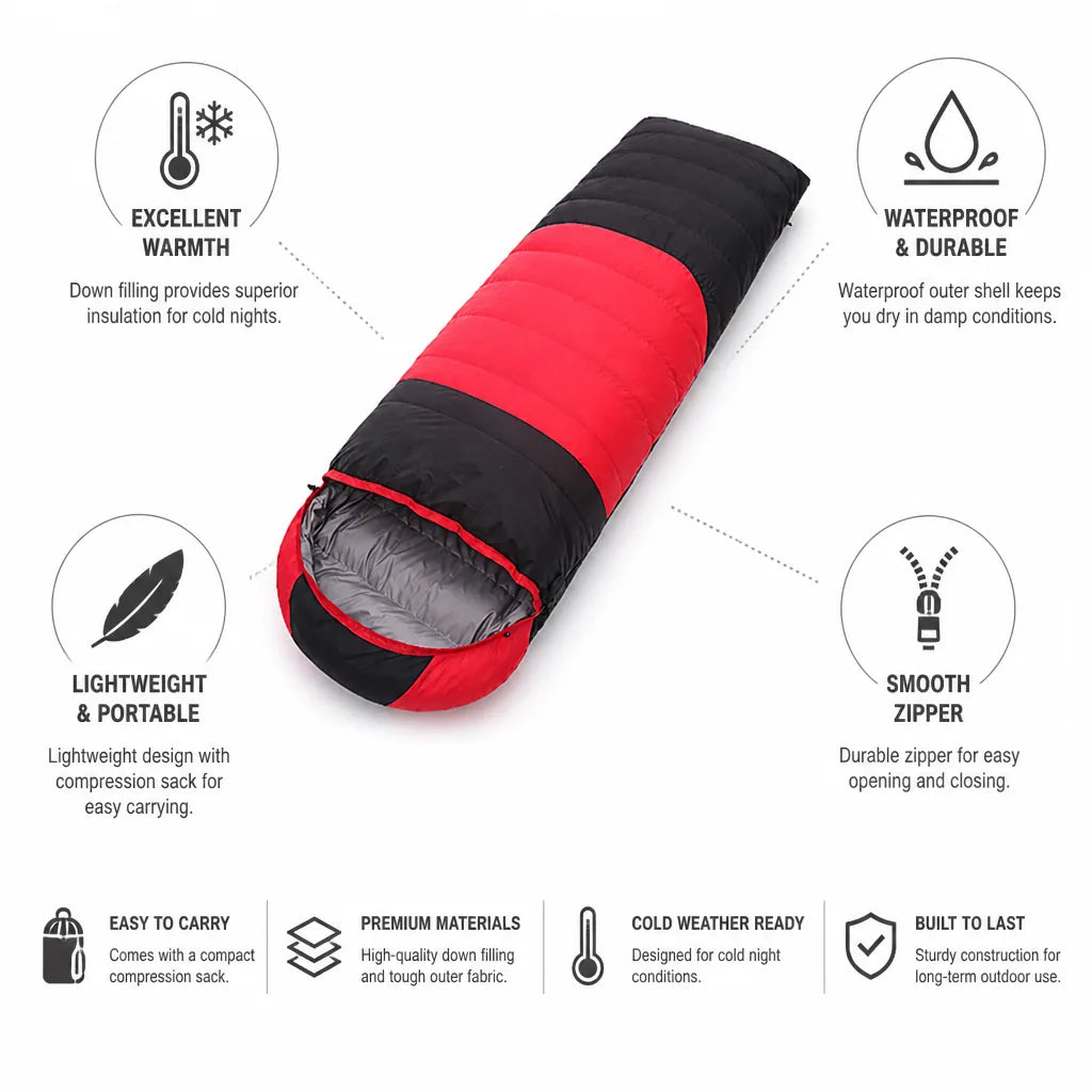 Camping Sleeping Bag Down-Filled & Waterproof