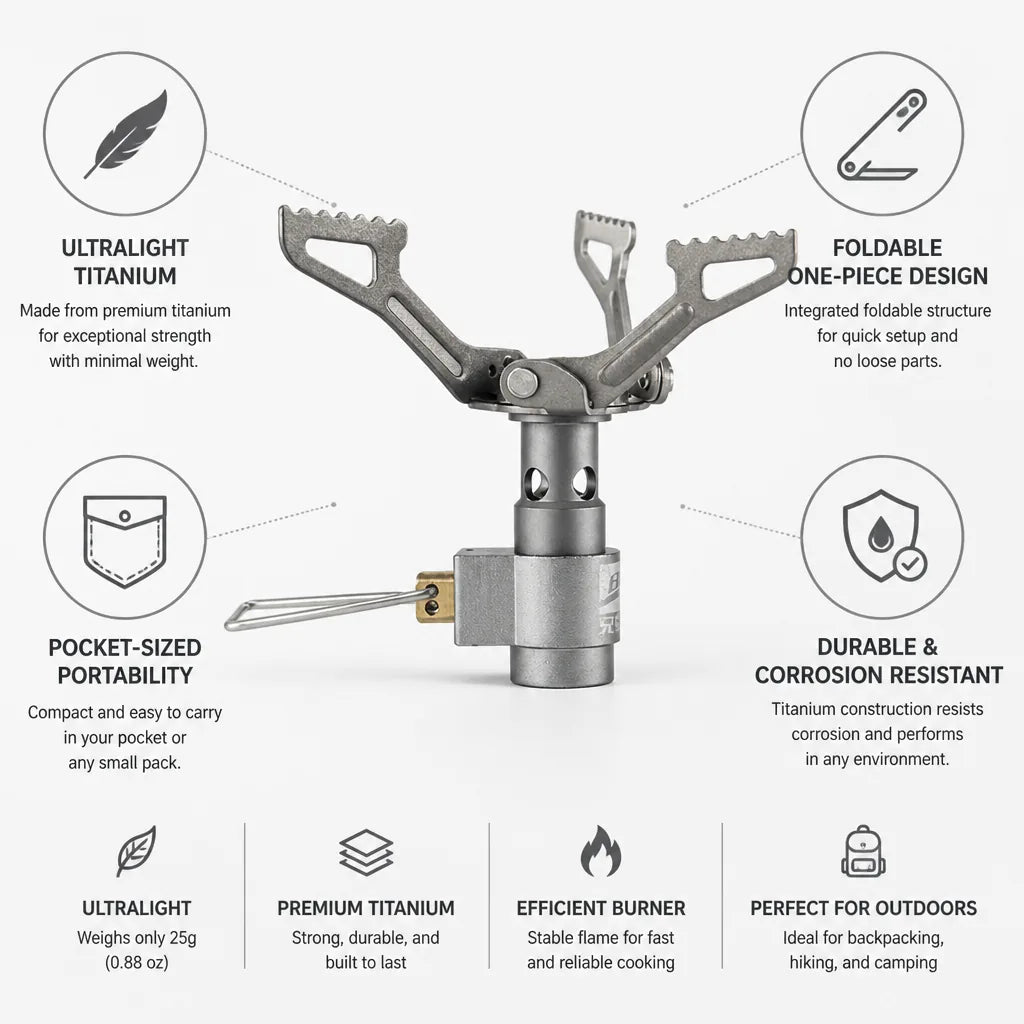 Camping Stove Titanium Foldable Lightweight 25g