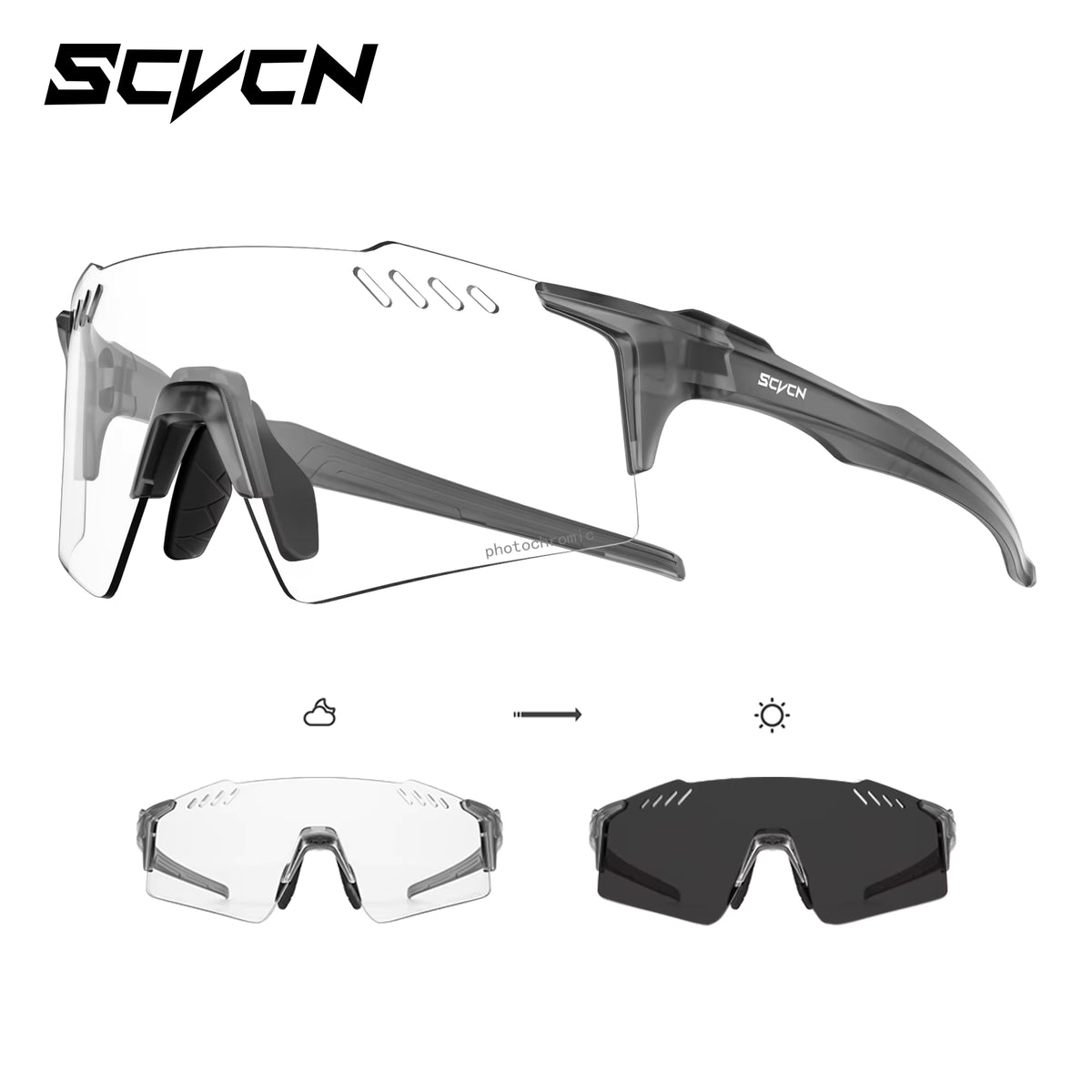 Cycling Glasses Rimless Lightweight Photochromic