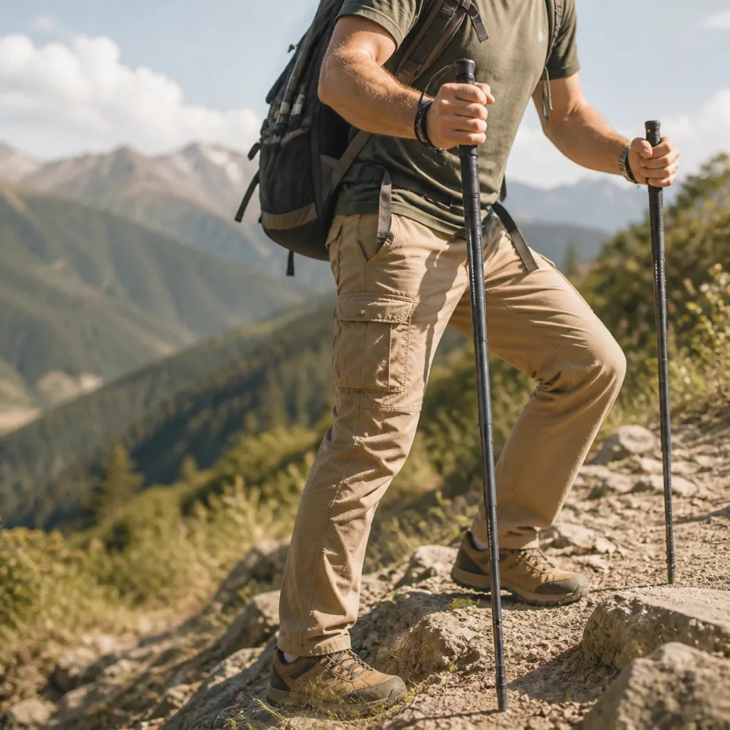 Foldable Multifunctional Trekking Pole (Concealed Tools, Carbon Steel Shaft, Aluminum Handle)