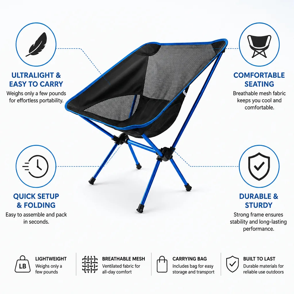 Folding Camping Chair Ultralight Breathable Mesh
