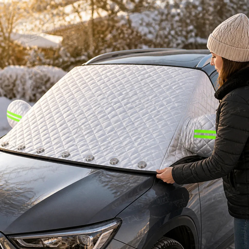Full Coverage Windshield Cover with Magnetic Fasteners (5-Layer)