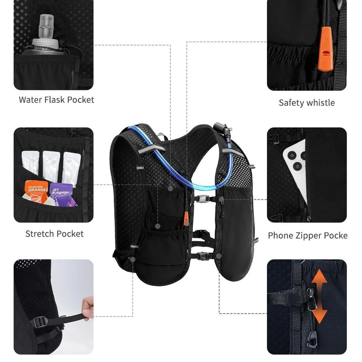Hydration Vest Lightweight Mesh 2L Bladder & Pockets