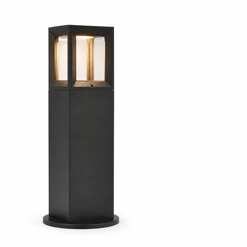 Modern Aluminum and Glass Outdoor Bollard Lamp