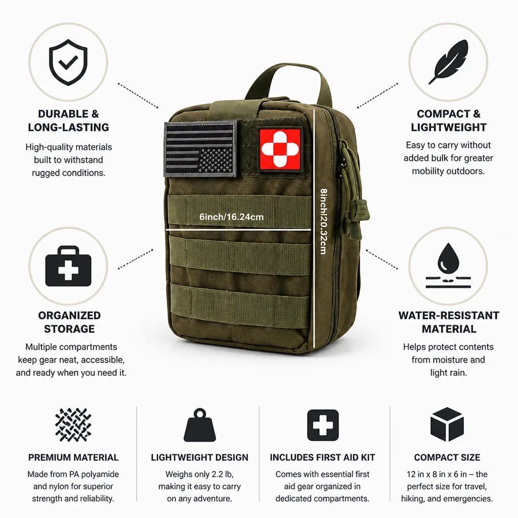Survival Backpack Compact Lightweight Includes First Aid Kit