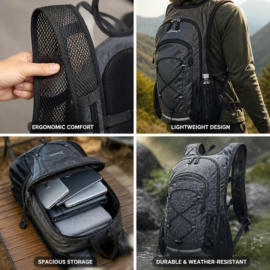 Backpack Ergonomic Curved Straps Lightweight 20L
