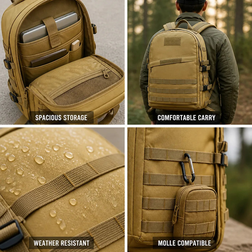 Backpack Weather-Resistant MOLLE Webbing Padded Laptop Sleeve
