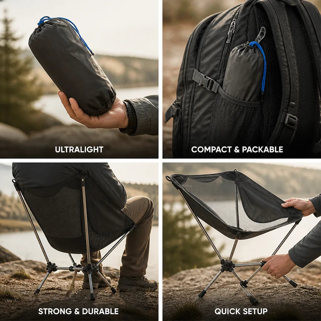 Backpacking Chair Ultralight Foldable Aluminum Frame