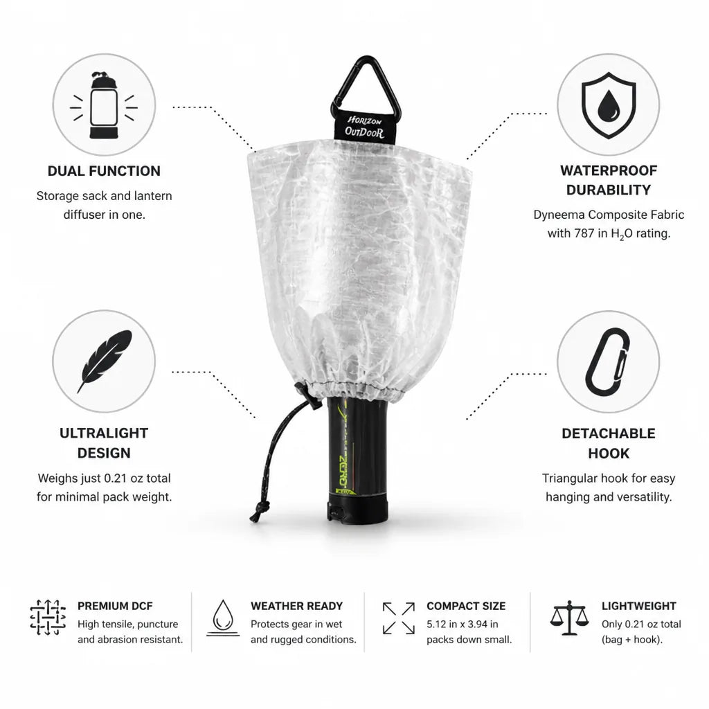 Backpacking Stuff Sack Ultralight Waterproof Dyneema Lantern Diffuser