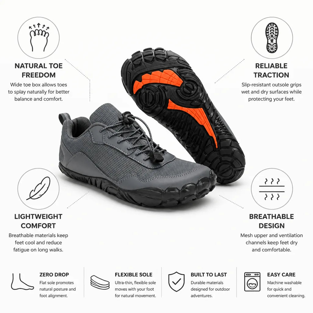 Barefoot Walking Shoe Wide Toe Box Minimal Sole