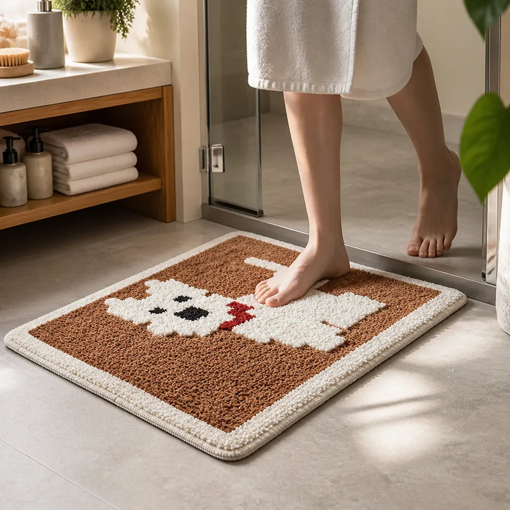 Bath Mat Cotton Tufted Plush Non-Slip