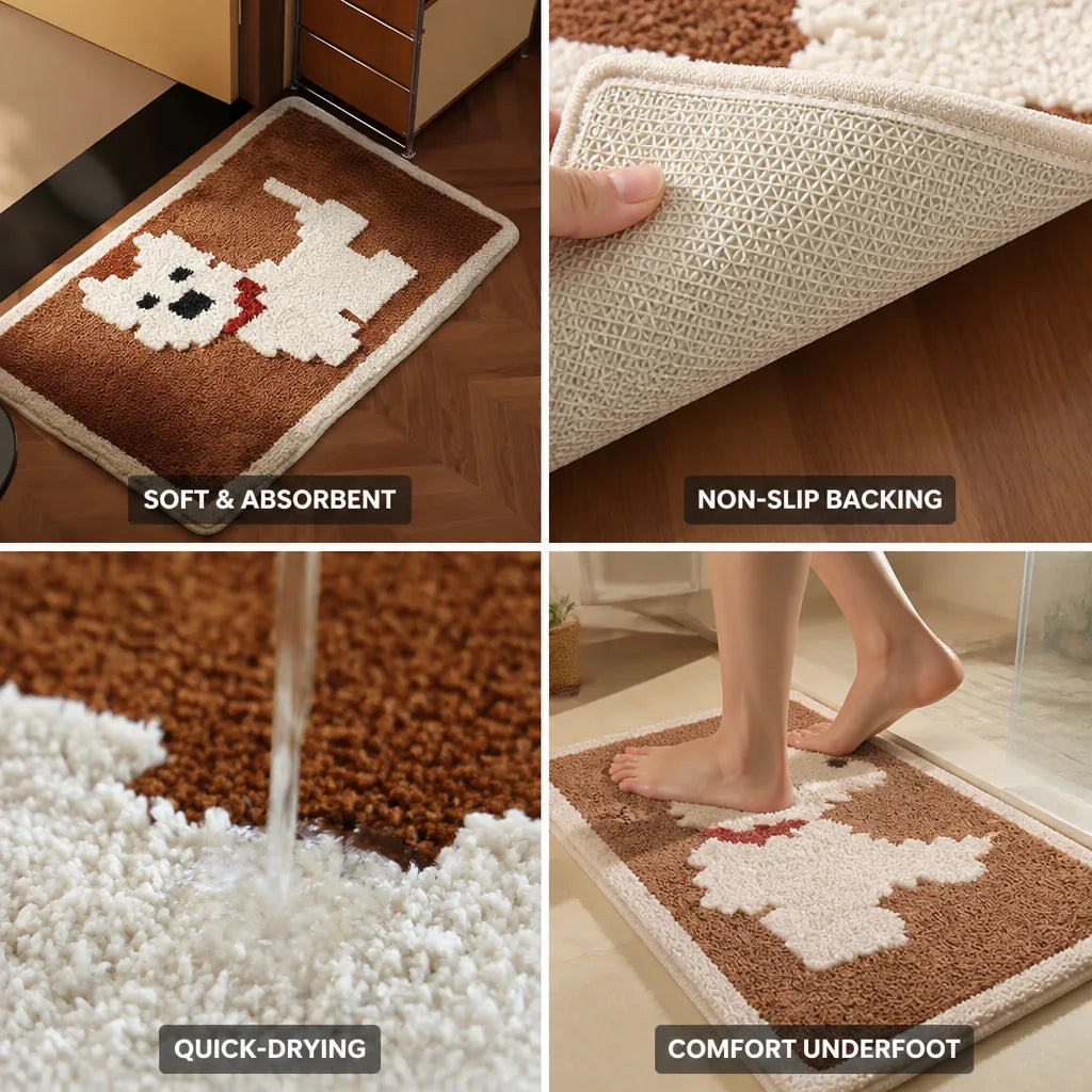 Bath Mat Cotton Tufted Plush Non-Slip