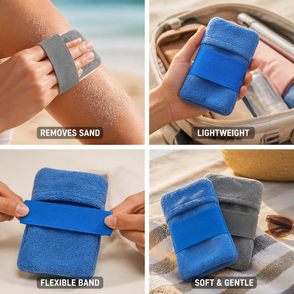 Beach Sand Removal Bag Coral Fleece Portable