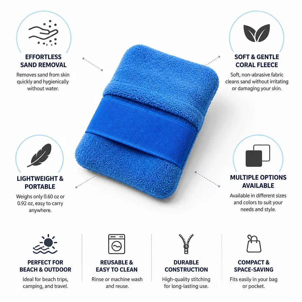 Beach Sand Removal Bag Coral Fleece Portable