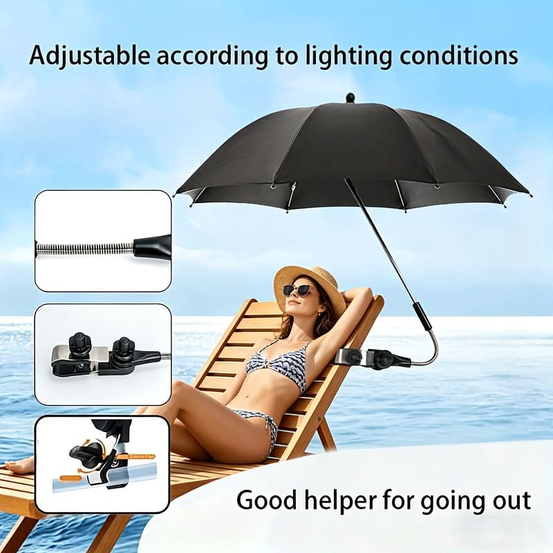 Beach Umbrella 360° Rotating UV-Resistant Clamp Mount