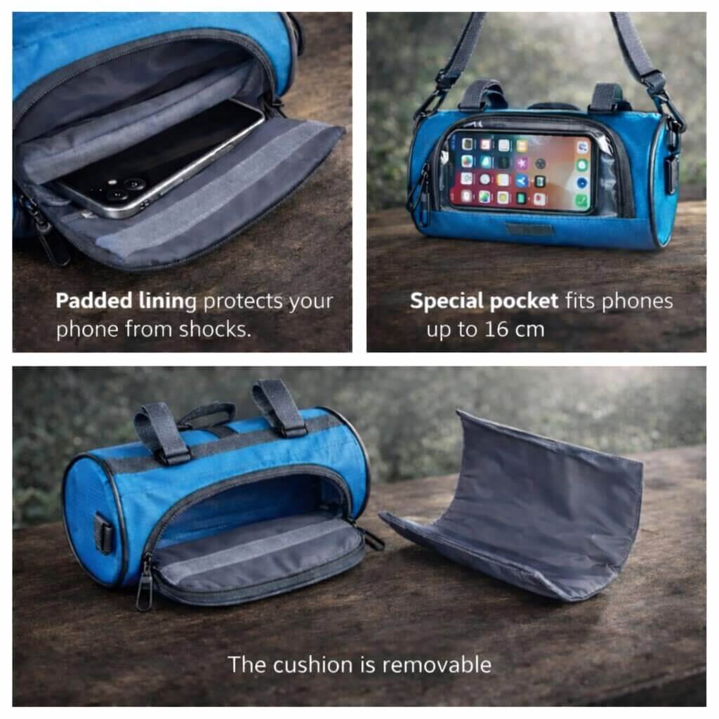 Bike Handlebar Bag Touchscreen Phone Window & Water-Resistant