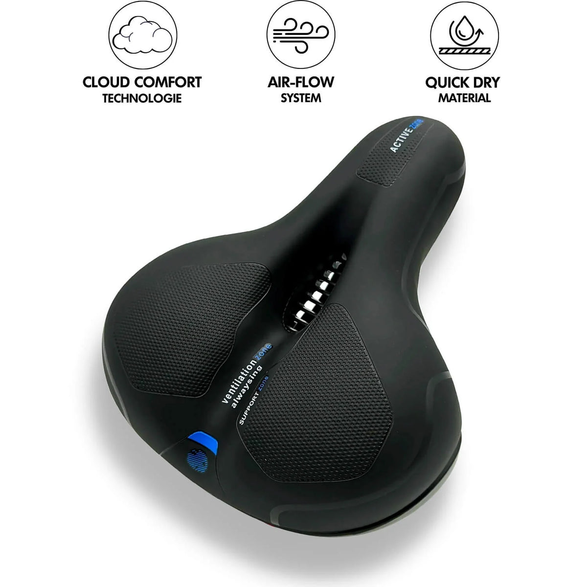 Bike Saddle Wide Shock-Absorbing Breathable & Weather-Resistant