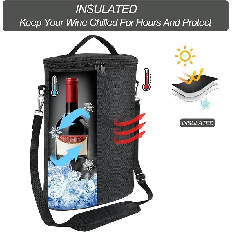 Bottle Carrier Insulated Water-Resistant Adjustable Shoulder Strap