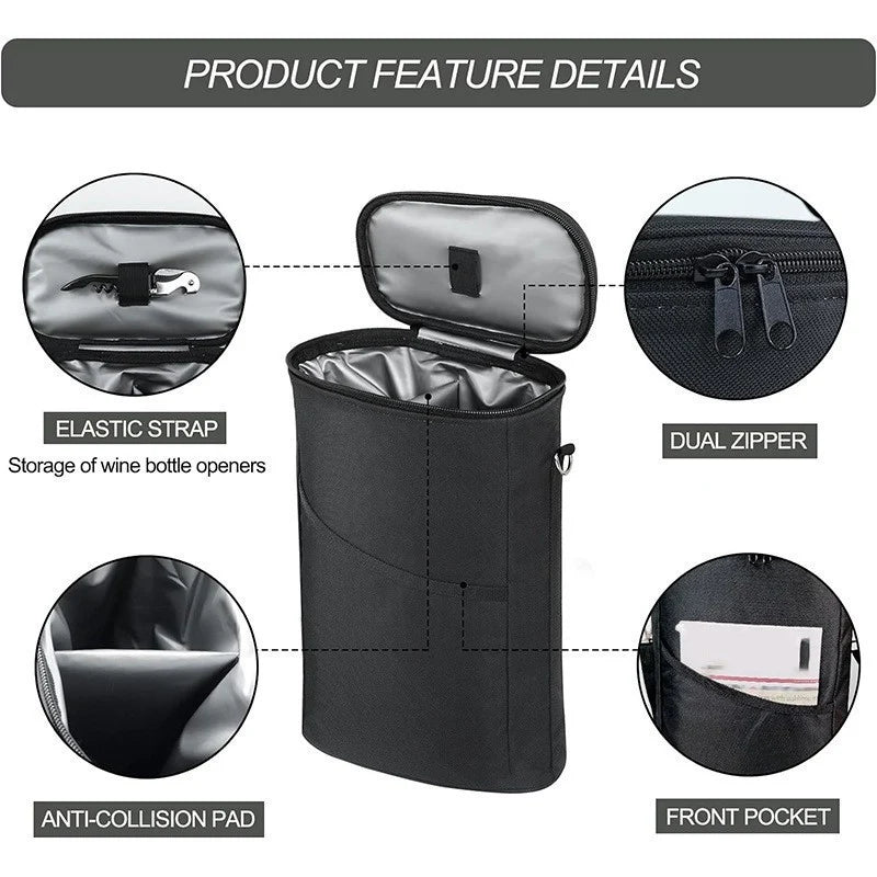 Bottle Carrier Insulated Water-Resistant Adjustable Shoulder Strap
