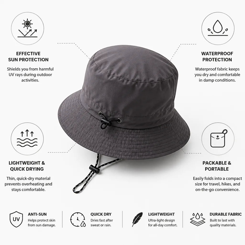 Bucket Hat Packable Waterproof Quick-Dry