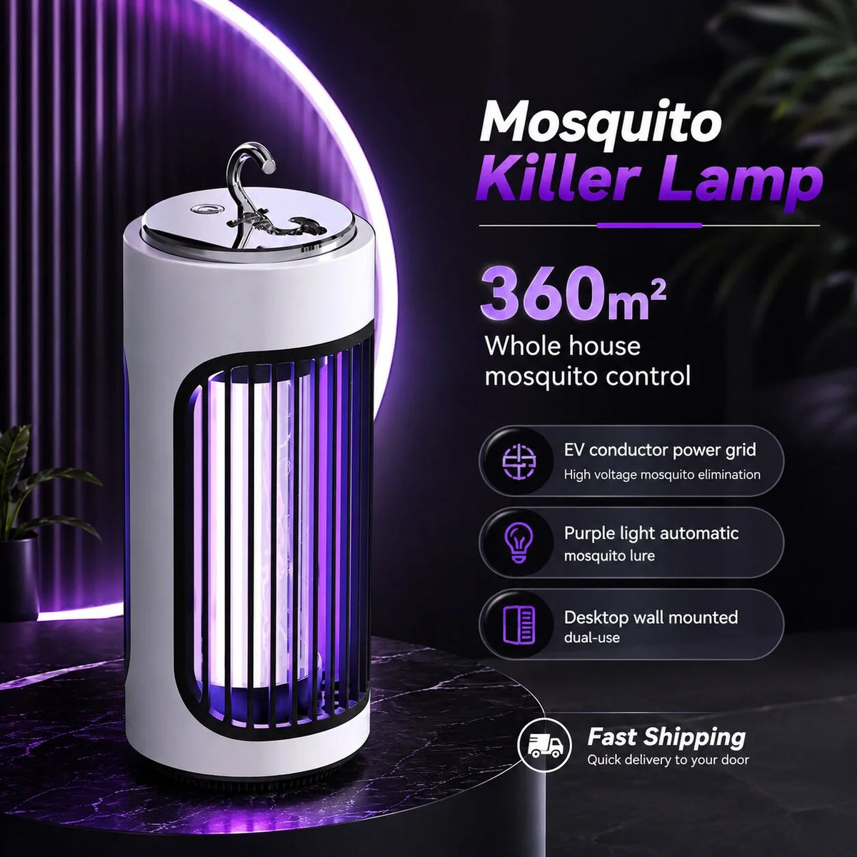 Bug Zapper Lamp Portable Rechargeable 360 Degree UV