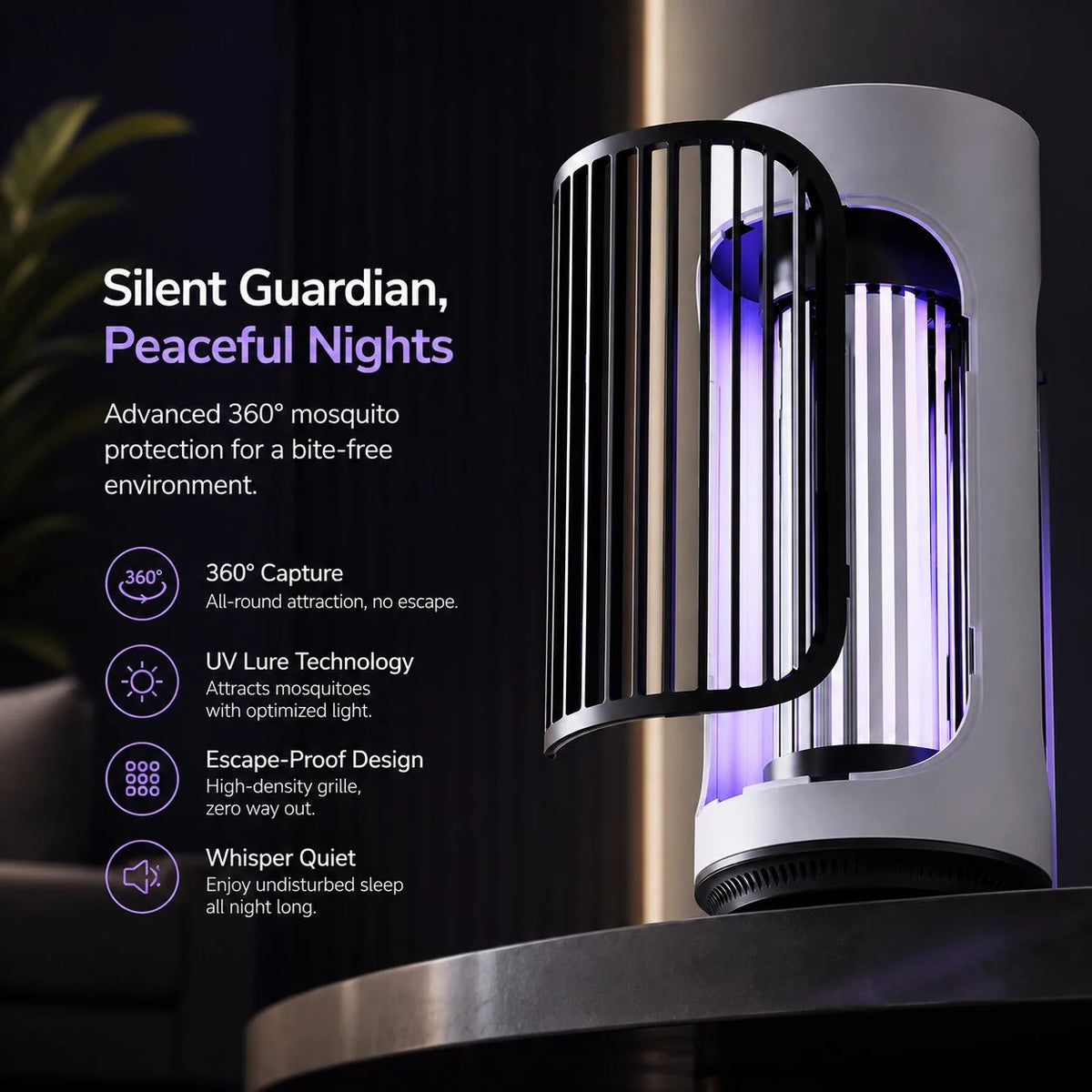 Bug Zapper Lamp Portable Rechargeable 360 Degree UV