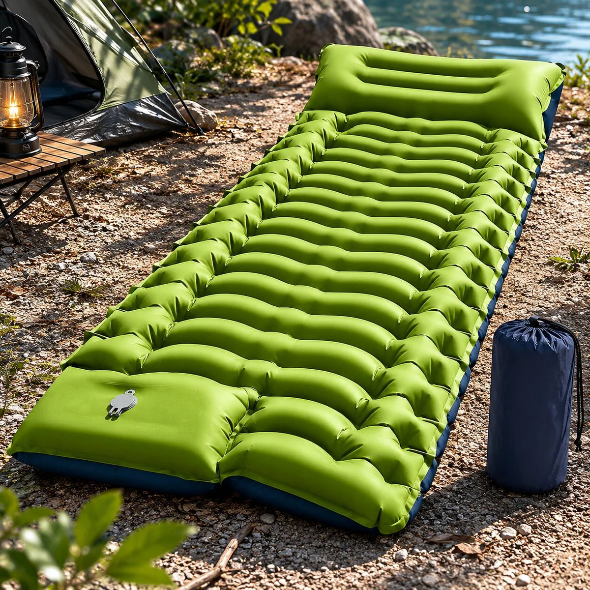 Camping Air Mattress Built-In Pump & Integrated Pillow