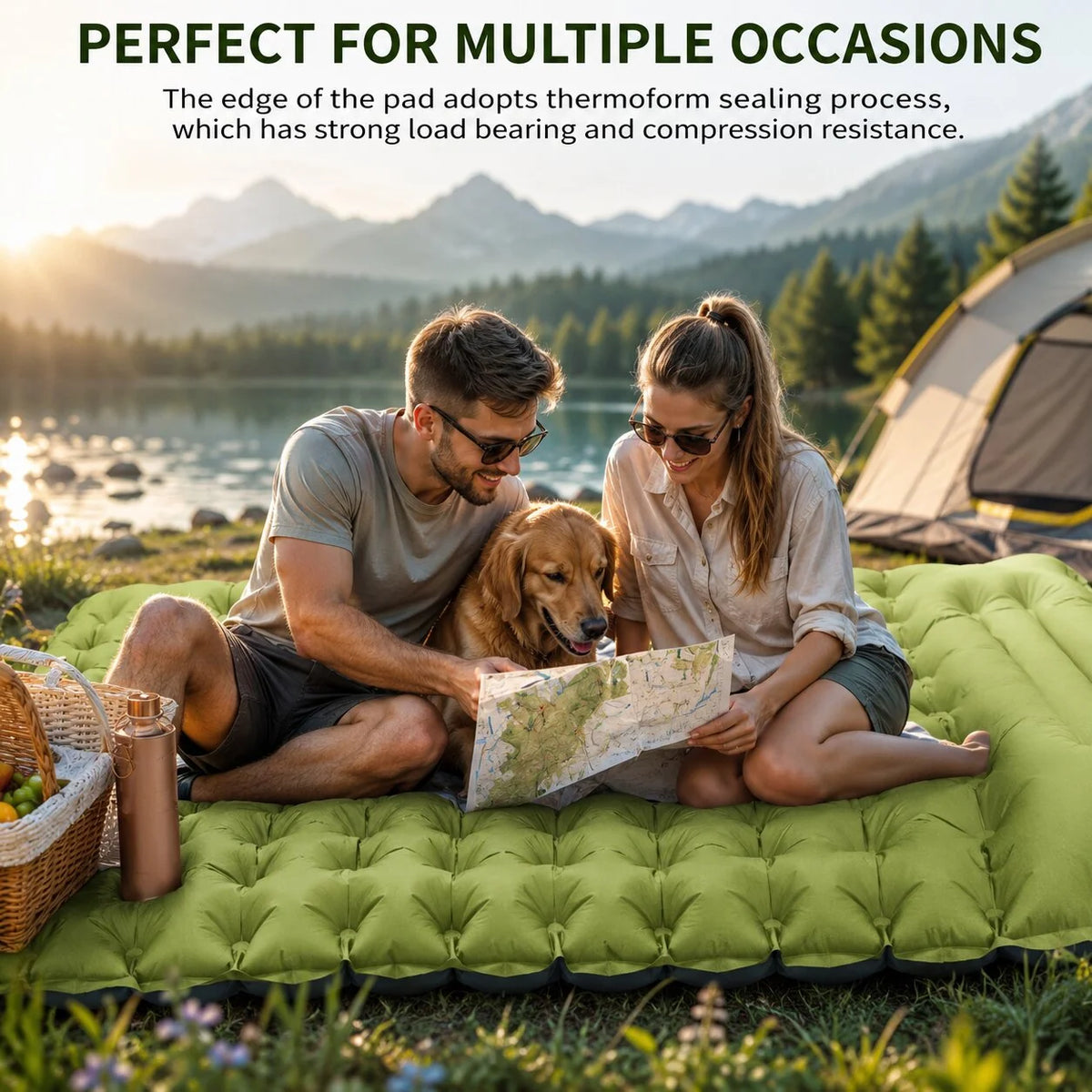 Camping Air Mattress Built-In Pump & Integrated Pillow
