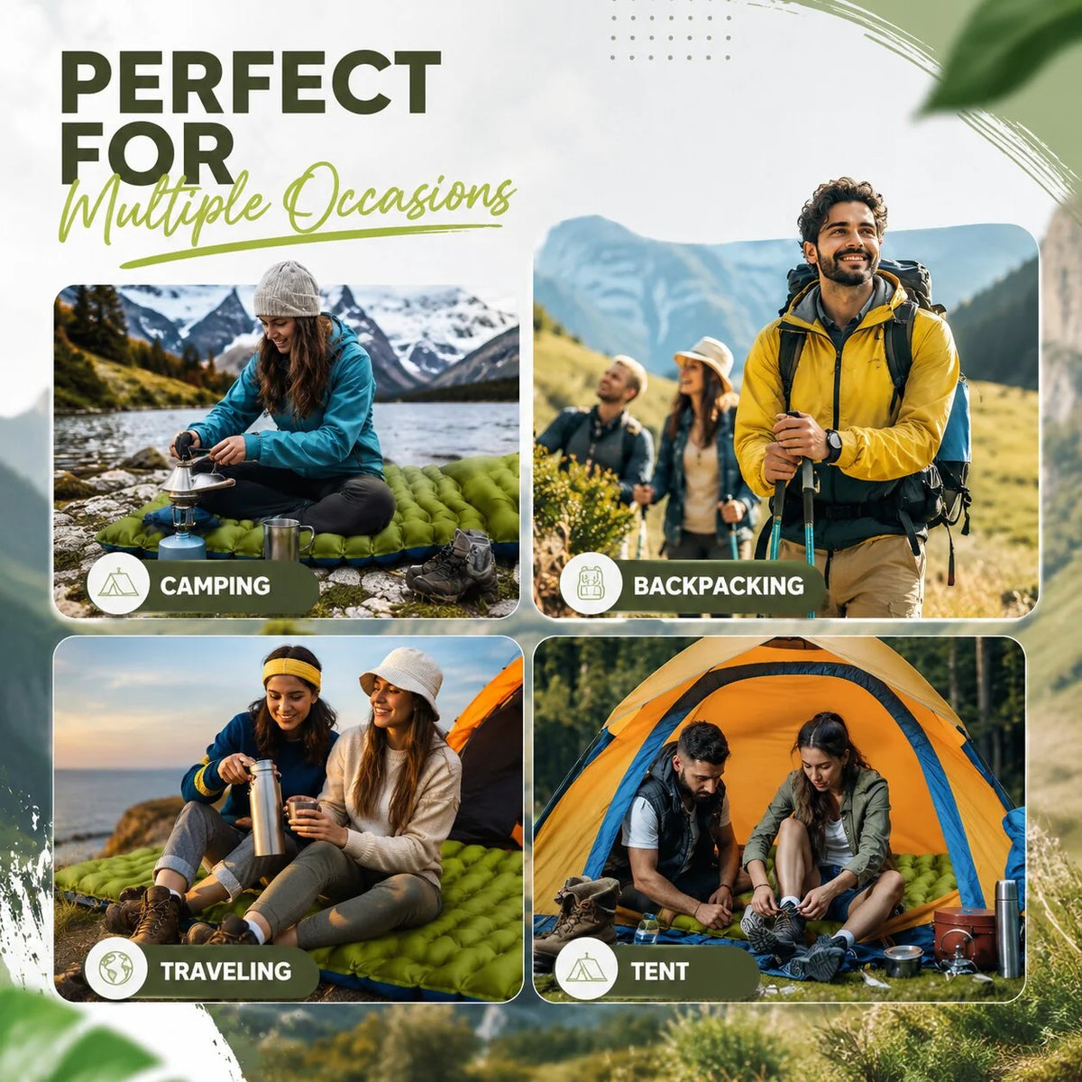 Camping Air Mattress Built-In Pump & Integrated Pillow