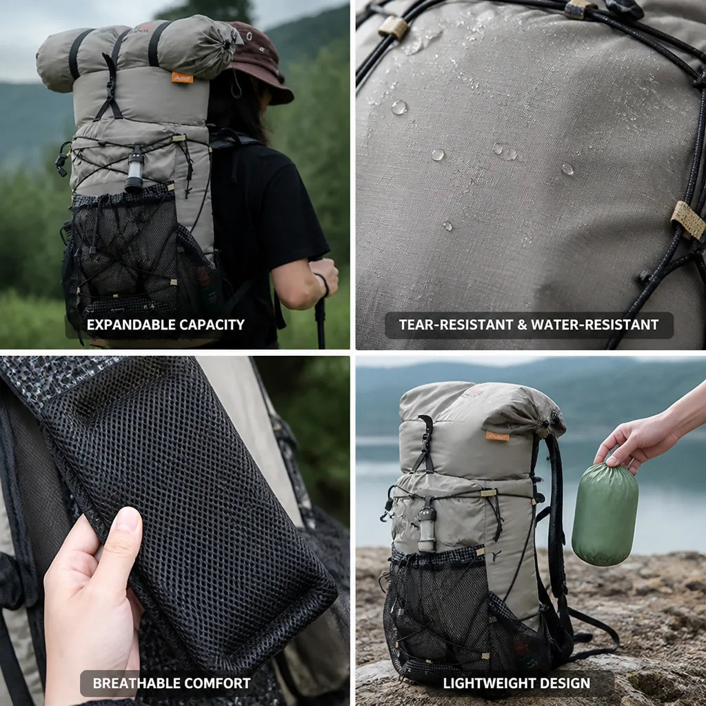 Camping Backpack Expandable 25L+10L Ultralight Tear-Resistant Nylon