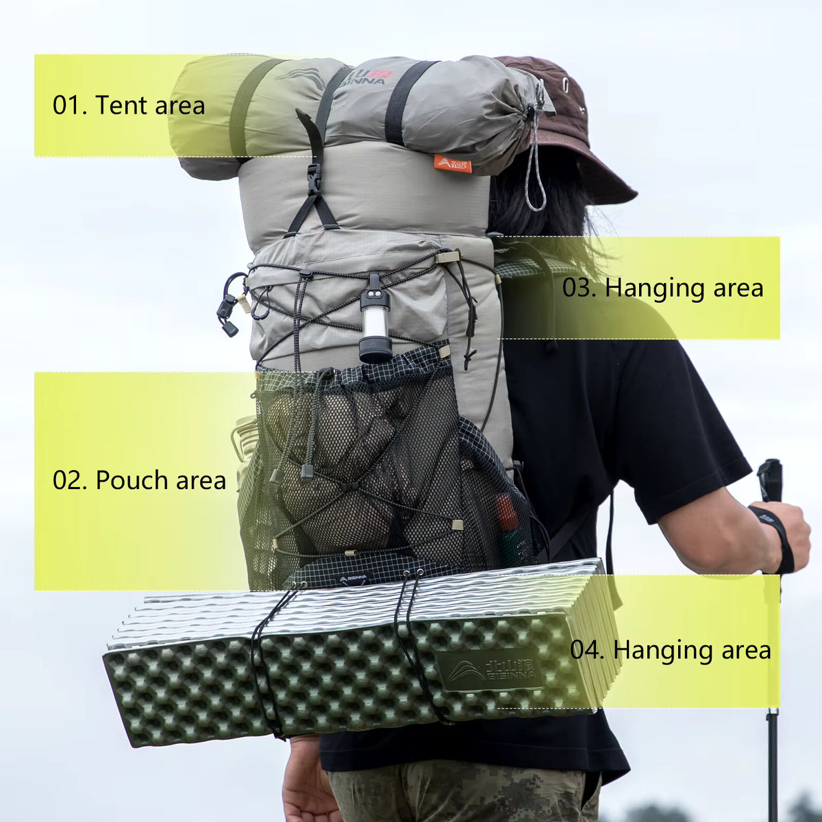 Camping Backpack Expandable 25L + 10L Ultralight & Water-Resistant