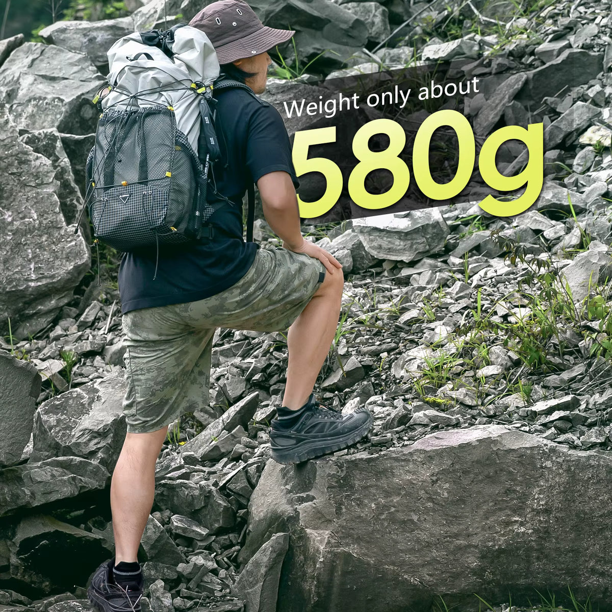 Camping Backpack Expandable 25L + 10L Ultralight & Water-Resistant