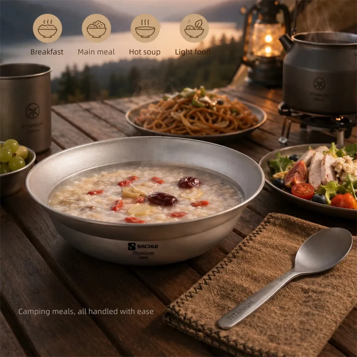 Camping Bowl Pure Titanium Ultralight 1000ml Capacity