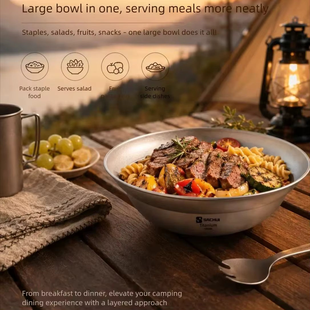 Camping Bowl Pure Titanium Ultralight 1000ml Capacity