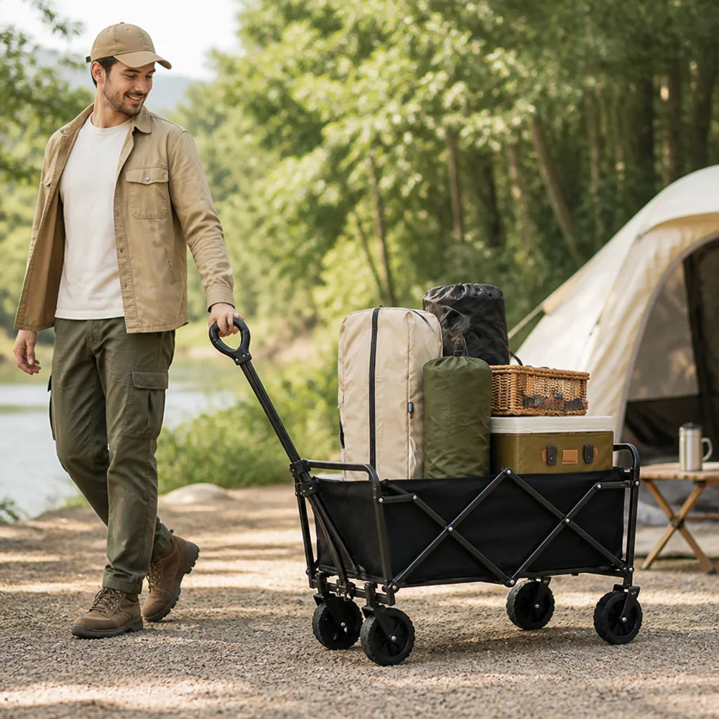 Camping Cart Foldable Hand-Pull All-Terrain Wheels