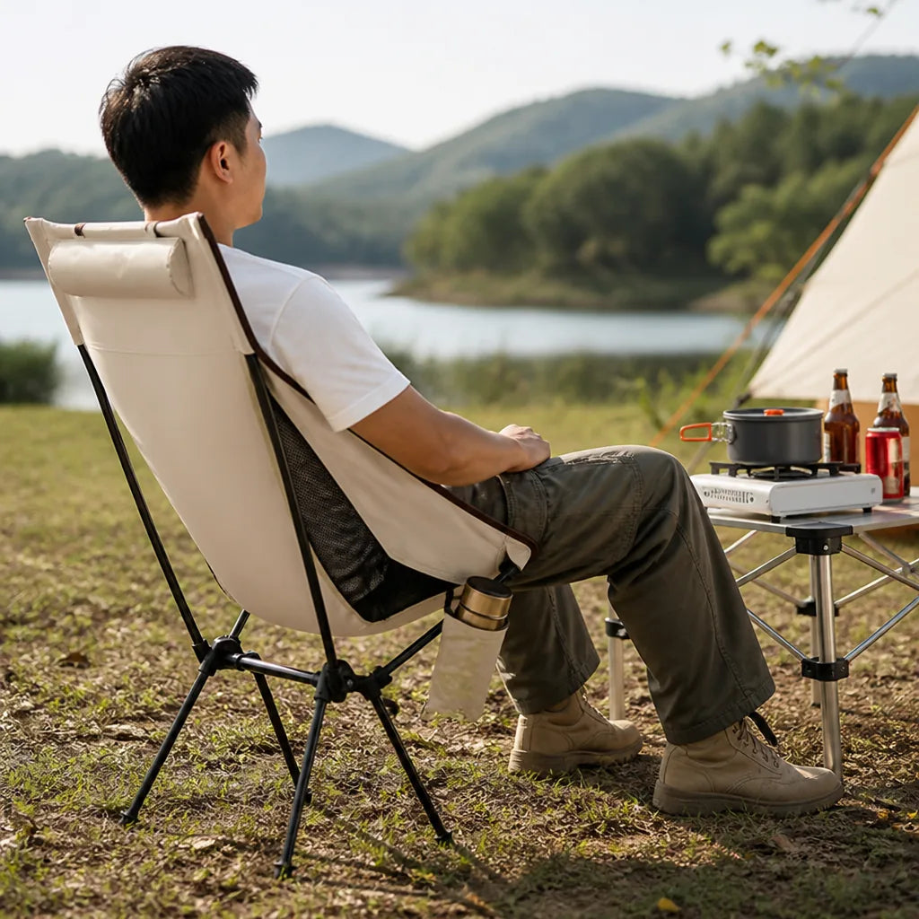Camping Chair Lightweight Aluminum Foldable Headrest