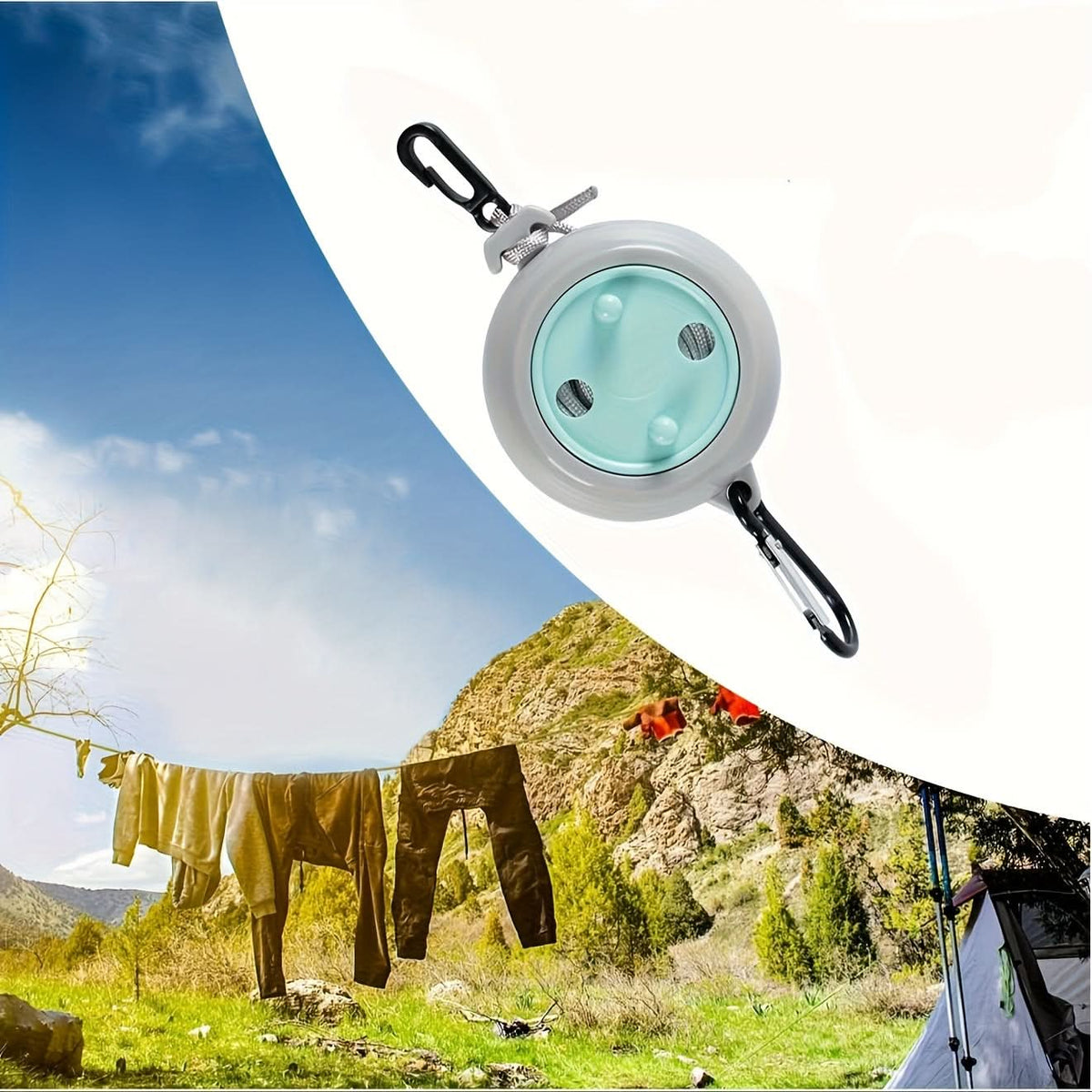 Camping Clothesline Adjustable Elastic Rope & Reinforced Clips