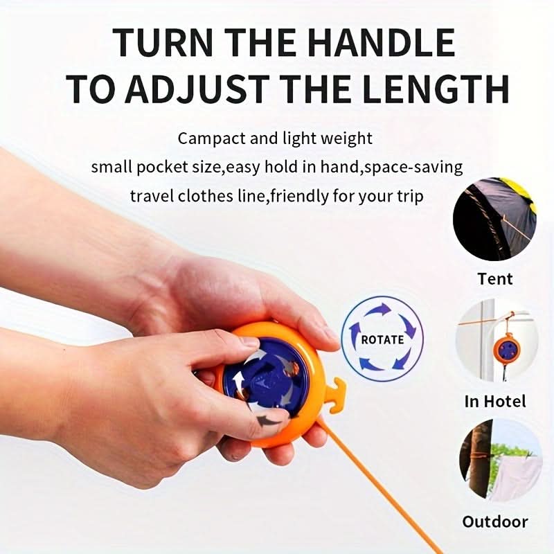 Camping Clothesline Adjustable Elastic Rope & Reinforced Clips