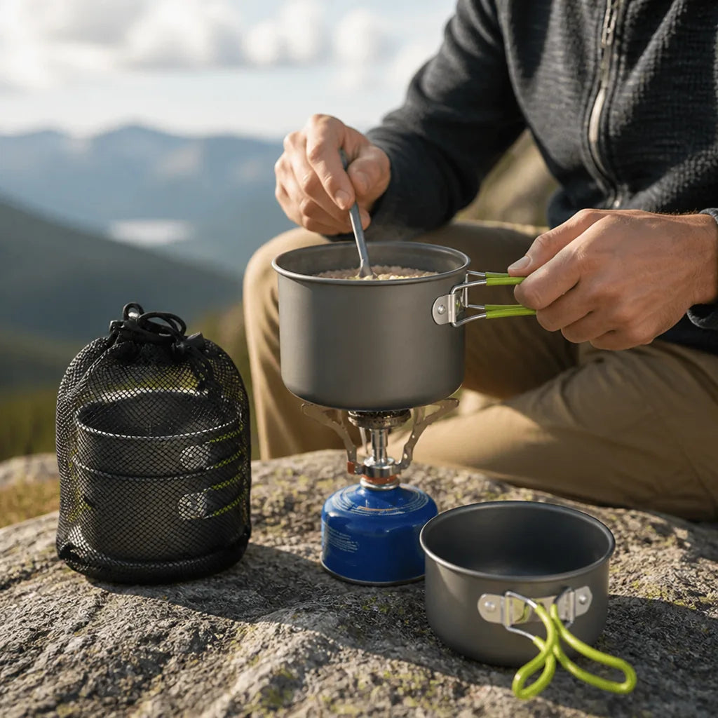 Camping Cookware Set Foldable Aluminum Pot & Carry Bag