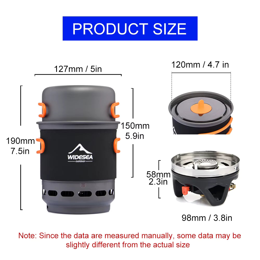 Camping Cookware Set Hard Anodized Aluminum Nesting Heat Exchanger