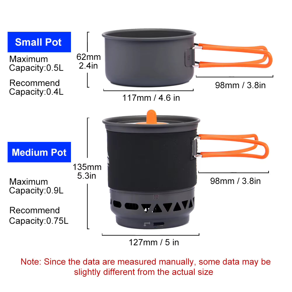 Camping Cookware Set Hard Anodized Aluminum Nesting Heat Exchanger