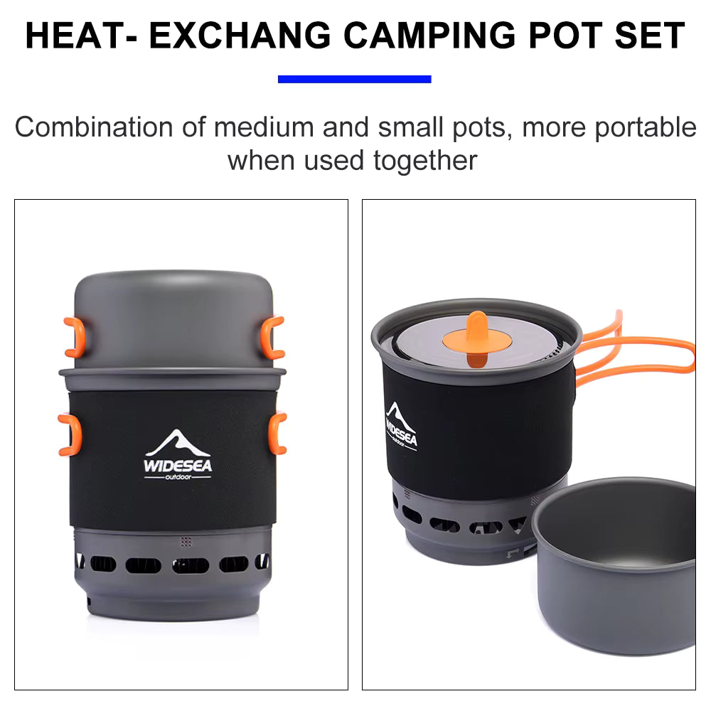 Camping Cookware Set Hard Anodized Aluminum Nesting Heat Exchanger