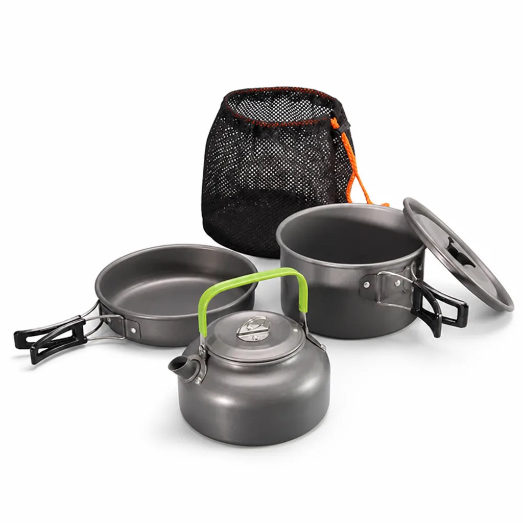 Camping Cookware Set Lightweight Aluminum Nesting Three-Piece