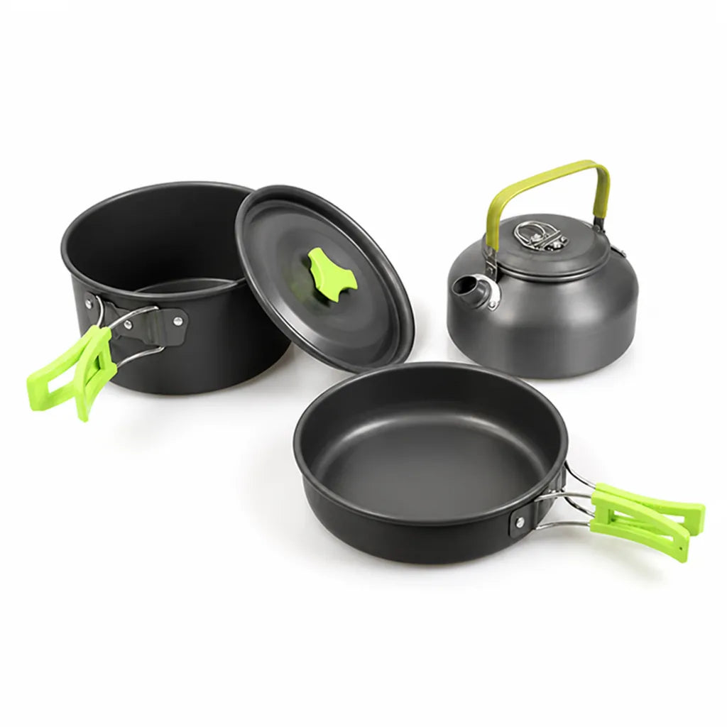 Camping Cookware Set Lightweight Aluminum Nesting Three-Piece