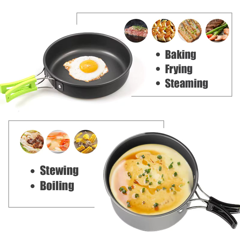 Camping Cookware Set Lightweight Hard Alumina Nesting