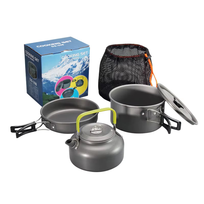 Camping Cookware Set Lightweight Hard Alumina Nesting